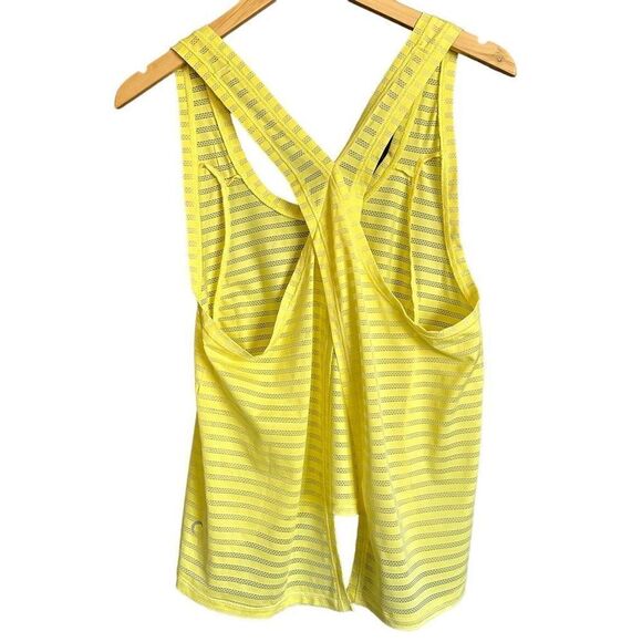 Zyia Lemon Nimbus Split Criss Cross Tie Back Striped Tank Top - Picture 5 of 8